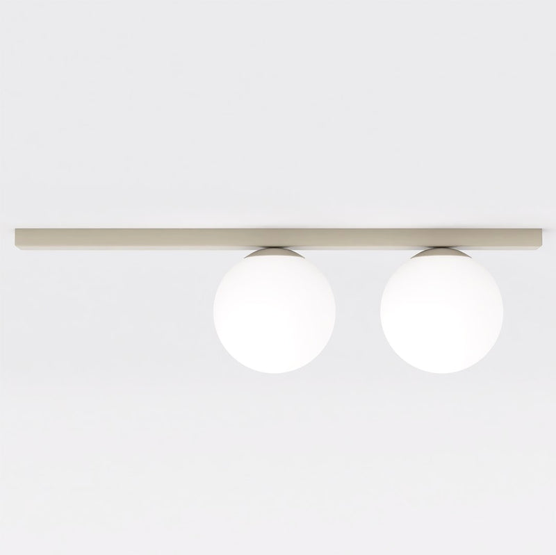 Plafonnier Fit 2 lumières noir, verre blanc, H 14 cm