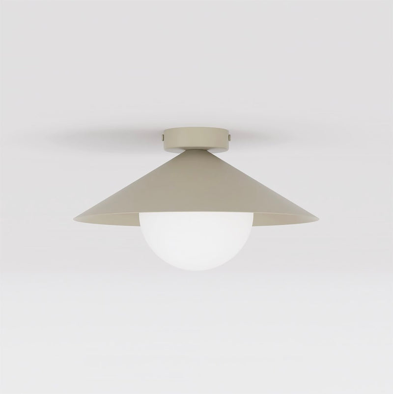 Plafonnier Mono beige, verre blanc, H 30 cm