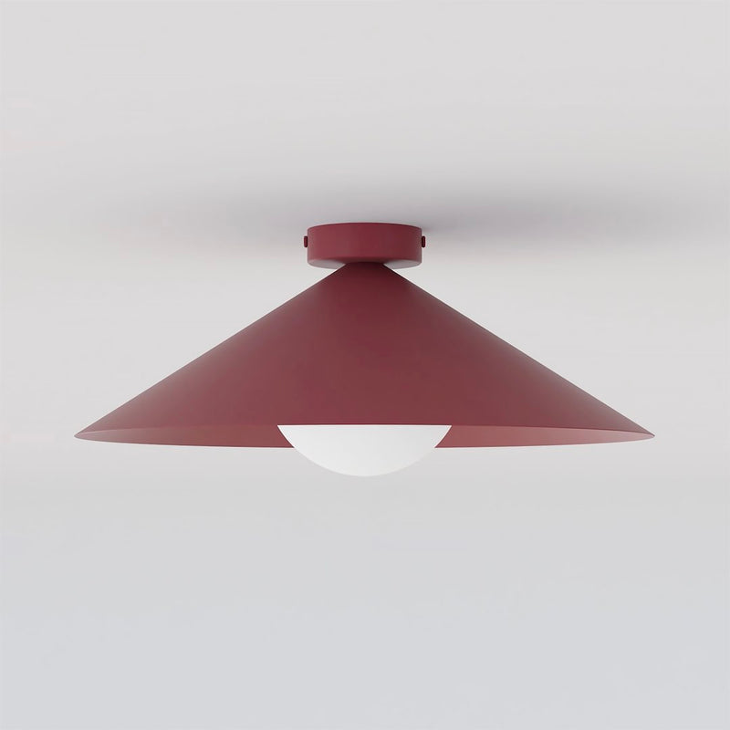 Plafonnier Mono bordeaux, verre bordeaux, H 40 cm