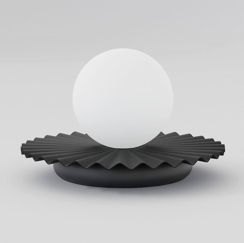 Lampe à poser Umbra noire, verre blanc