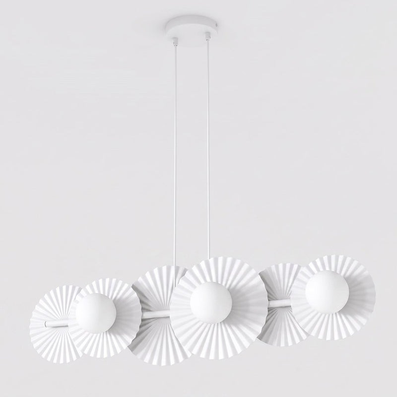 Suspension Umbra 6 lumières blanche, verre blanc