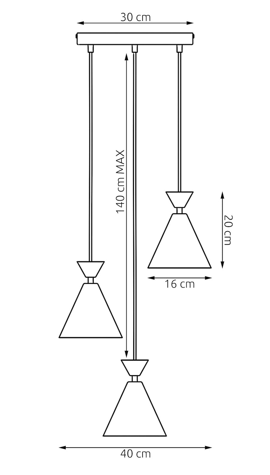 Suspension Klever 3 lumières beige