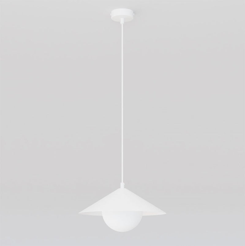 Suspension Mono blanche, verre blanc, H 30 cm