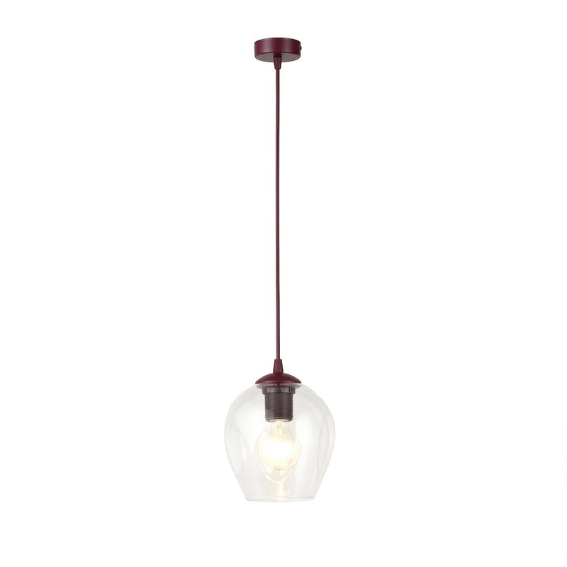 Suspension Istar bordeaux, verre transparent