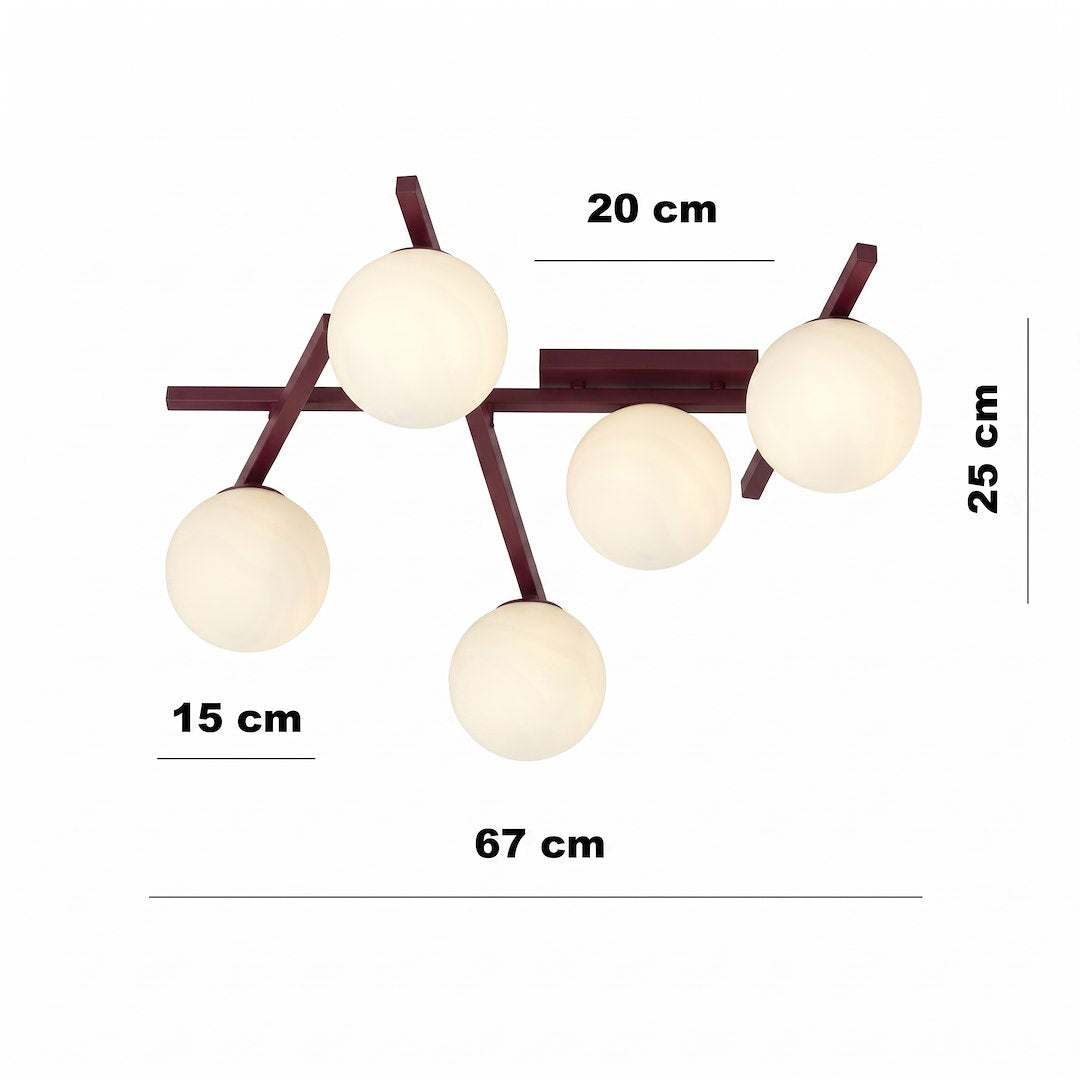 Schéma de dimensions du luminaire avec cotes 67, 25, 20 et 15 centimètres