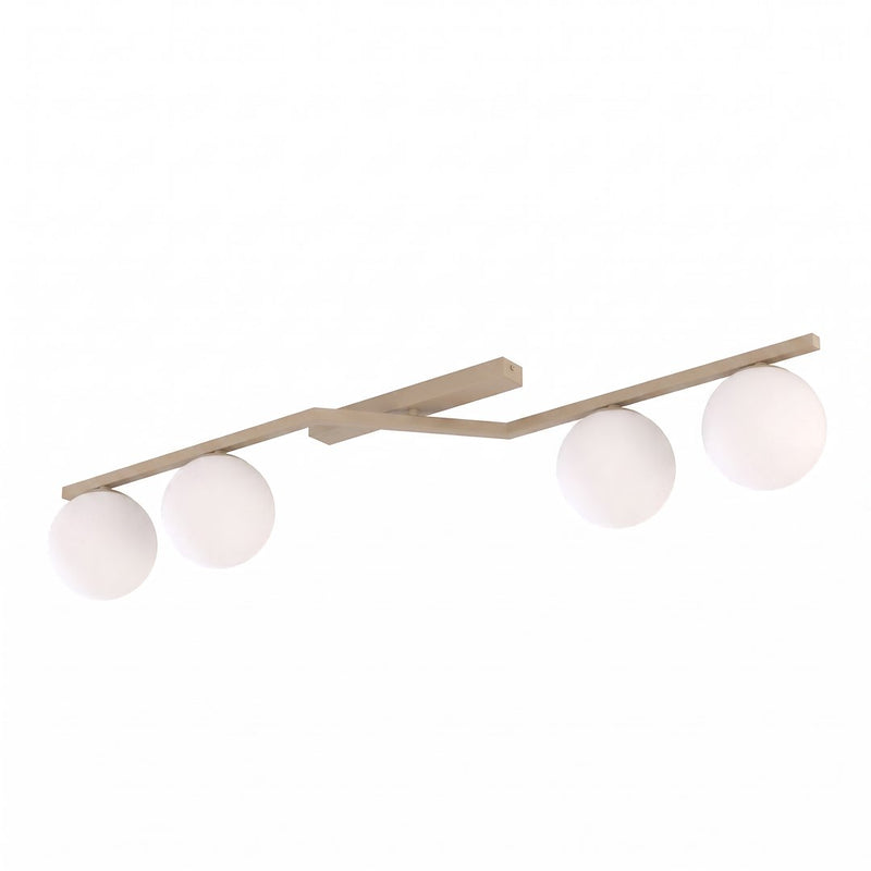 Plafonnier Naton 4 lumières beige, verre blanc