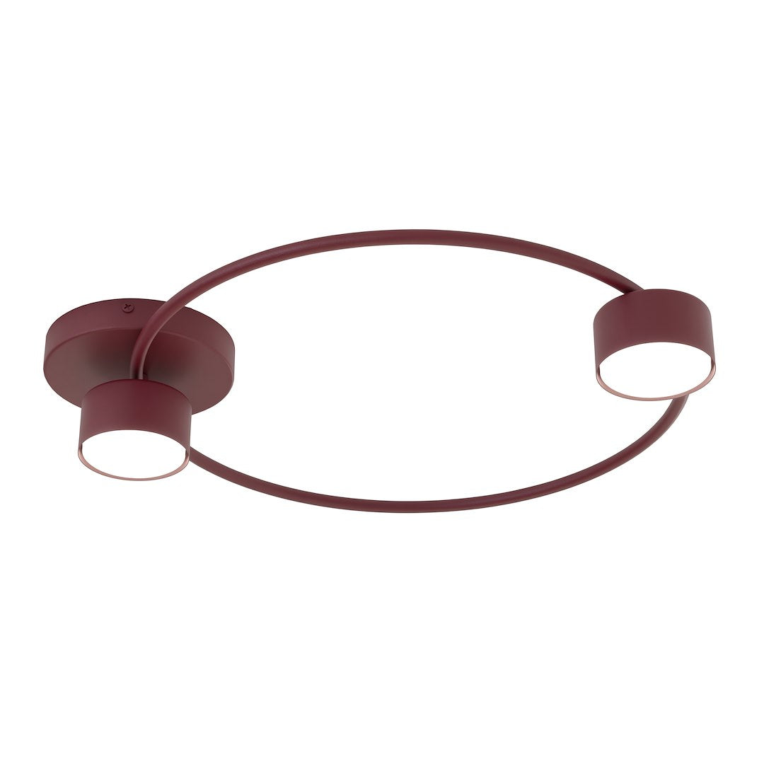 Produit vu de trois quarts, anneau circulaire et cylindres diffuseurs bordeaux