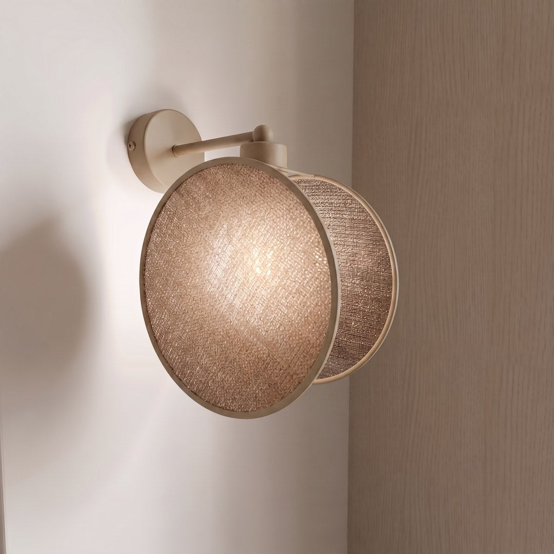 Suspension Motif beige, tissu rotin