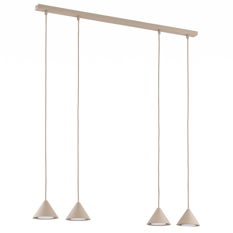 Suspension Elit 4 lumières beige, H 12 cm