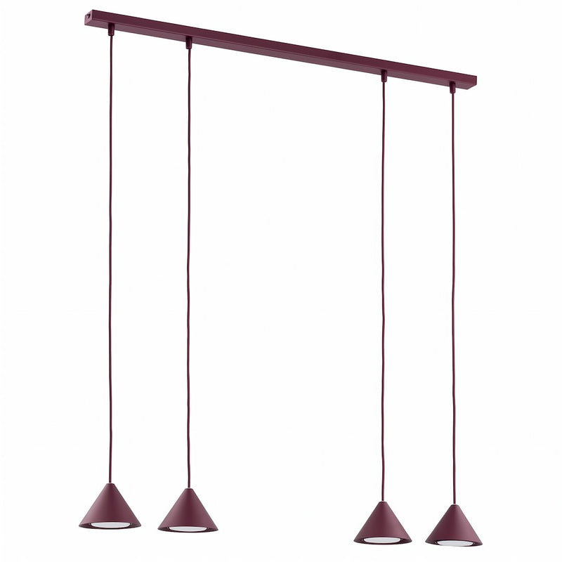Suspension Elit 4 lumières bordeaux, H 12 cm