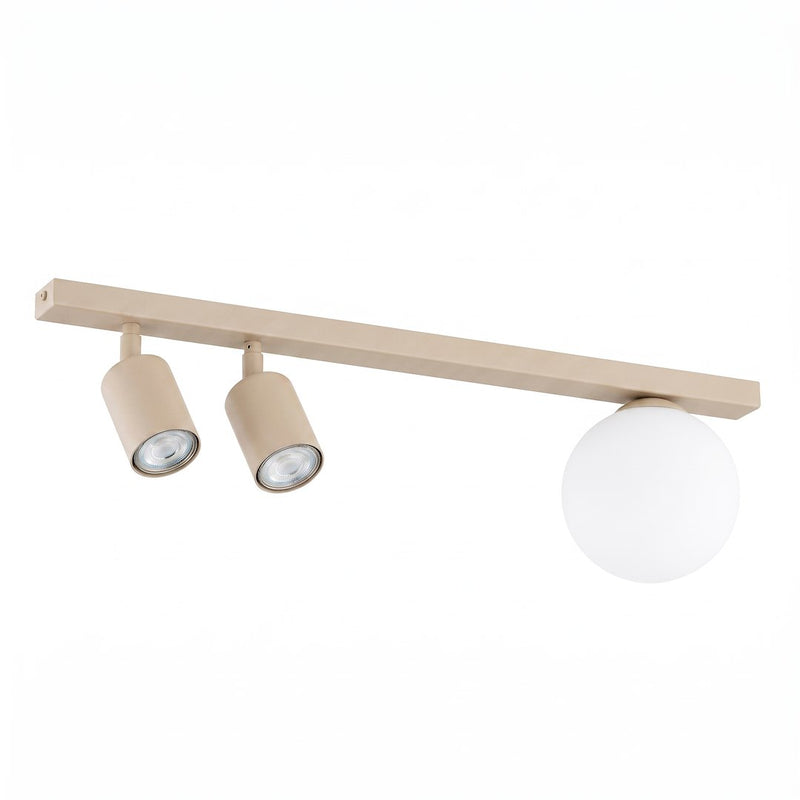 Plafonnier Baster 3 lumières beige, verre blanc