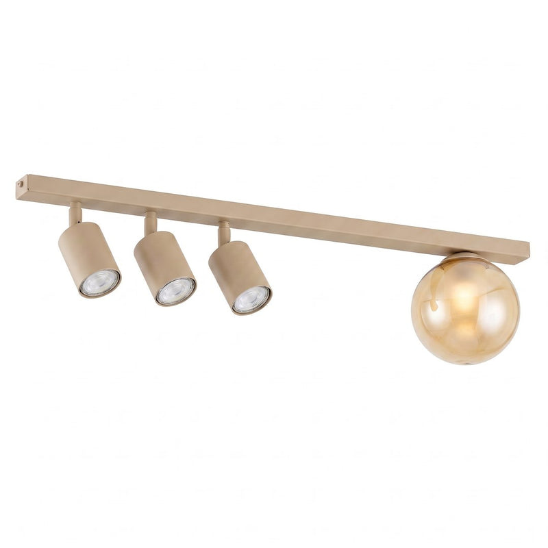 Plafonnier Baster 4 lumières beige, verre ambré