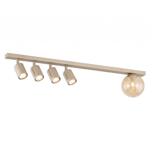 Plafonnier Baster 5 lumières beige, verre ambré
