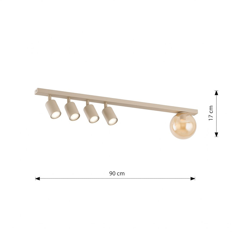 Schéma de dimensions du plafonnier : 90 cm de largeur et 17 cm de hauteur.