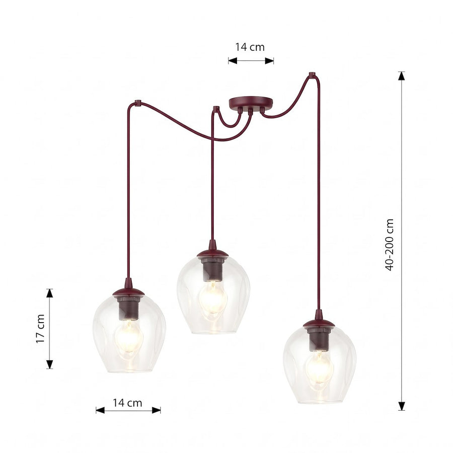 Schéma de dimensions : hauteur réglable 40 à 200 cm, verre 17 cm