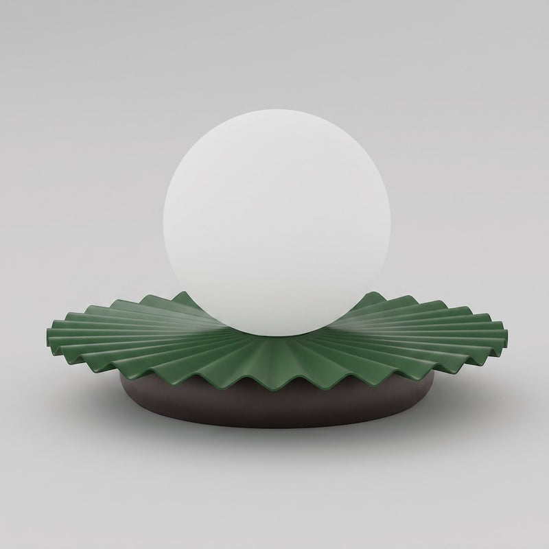 Lampe à poser Umbra verte et noire, verre blanc
