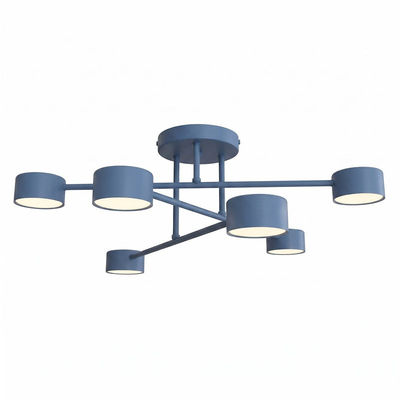 Plafonnier Halo 6 lumières bleu