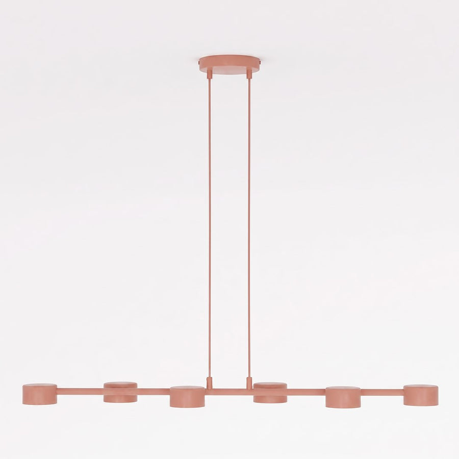 Vue de profil du luminaire montrant la barre horizontale et les six cylindres alignés