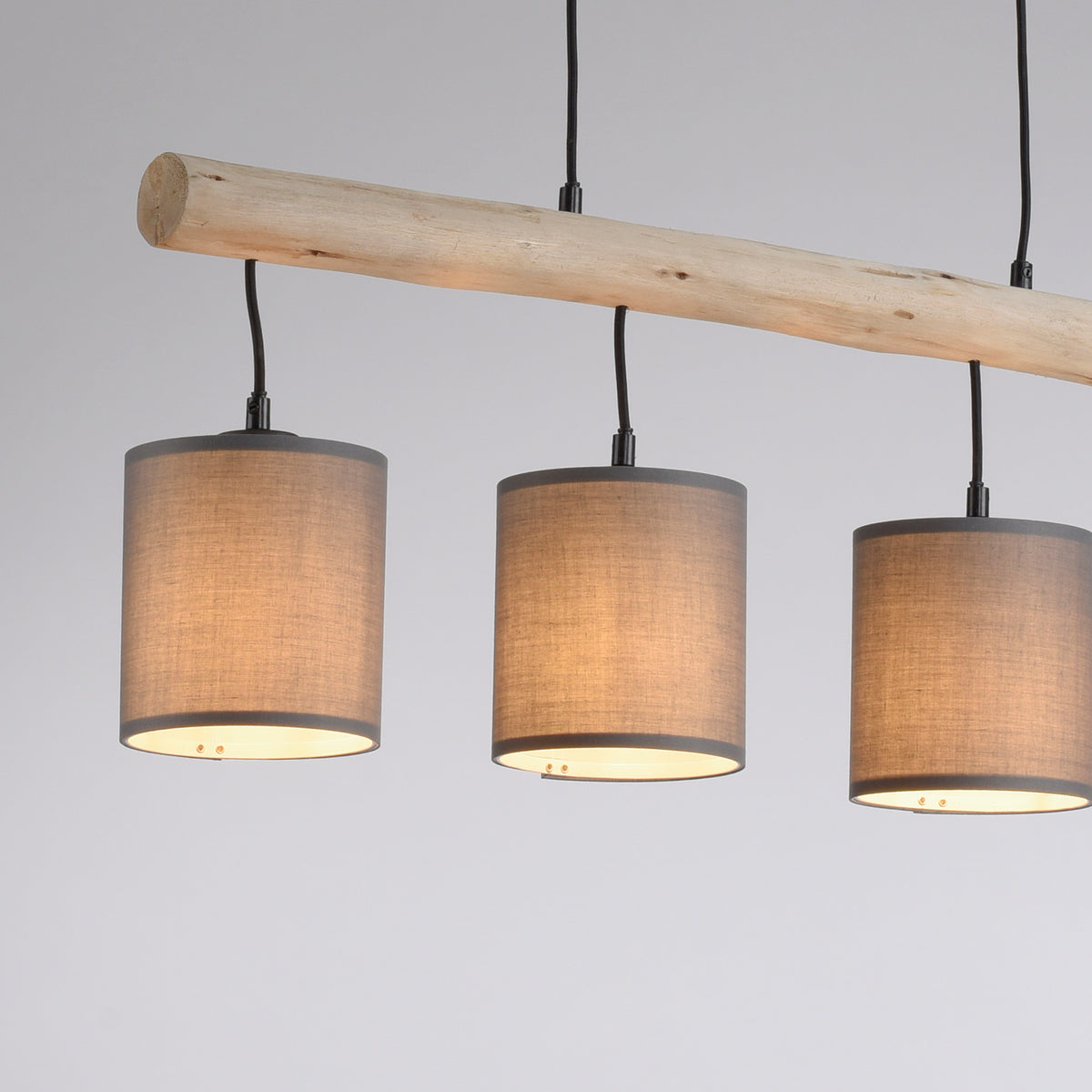 Suspension Green Trib 4 lumières bois et beige