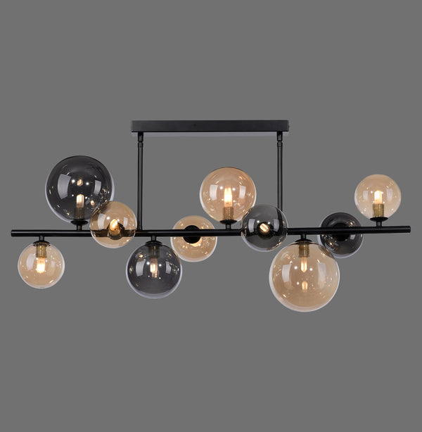 Plafonnier Popsicle 10 lumières fumé et ambré, verre