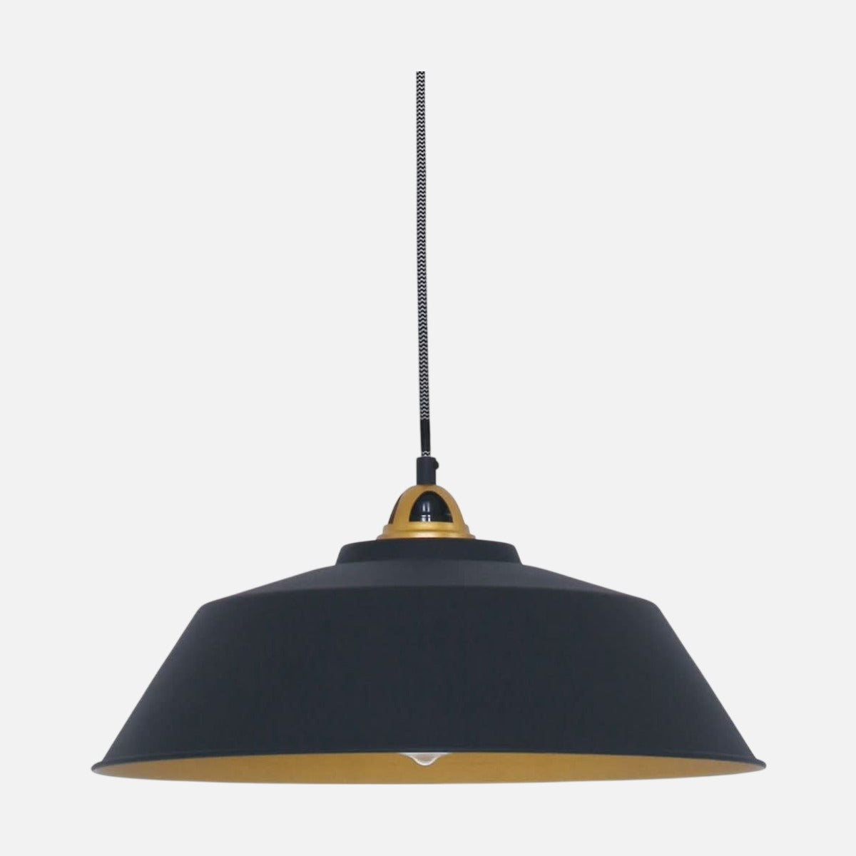 Lustre noir et doré abat-jour Ø 42 cm intérieur doré