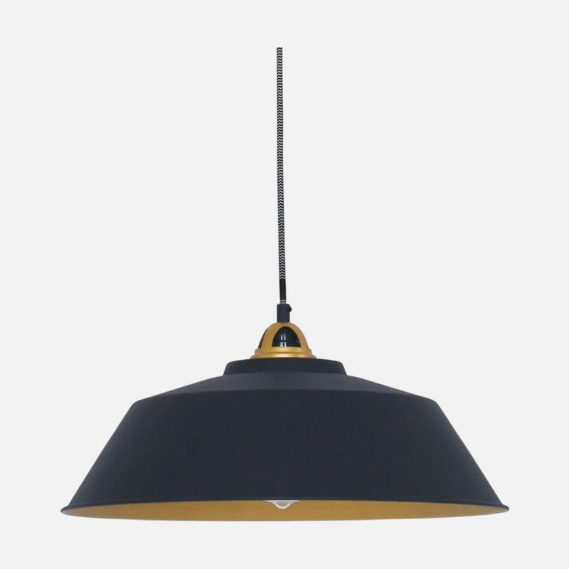 Lustre noir et doré, abat-jour Ø 42 cm à hauteur réglable, salon | Novéa