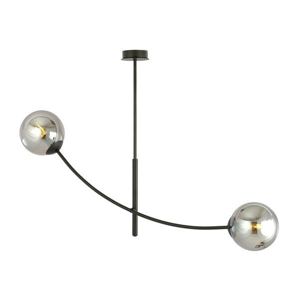 Hunter Deckenleuchte 2-flammig schwarz, Graphitglas