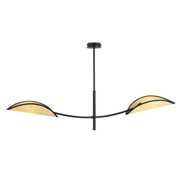 Deckenleuchte Lotus 2-flammig schwarz, Rattan