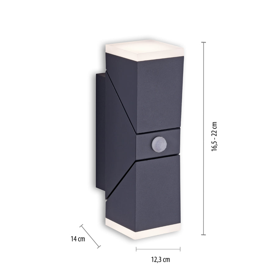 Applique murale Ryan anthracite, L 12,3 cm