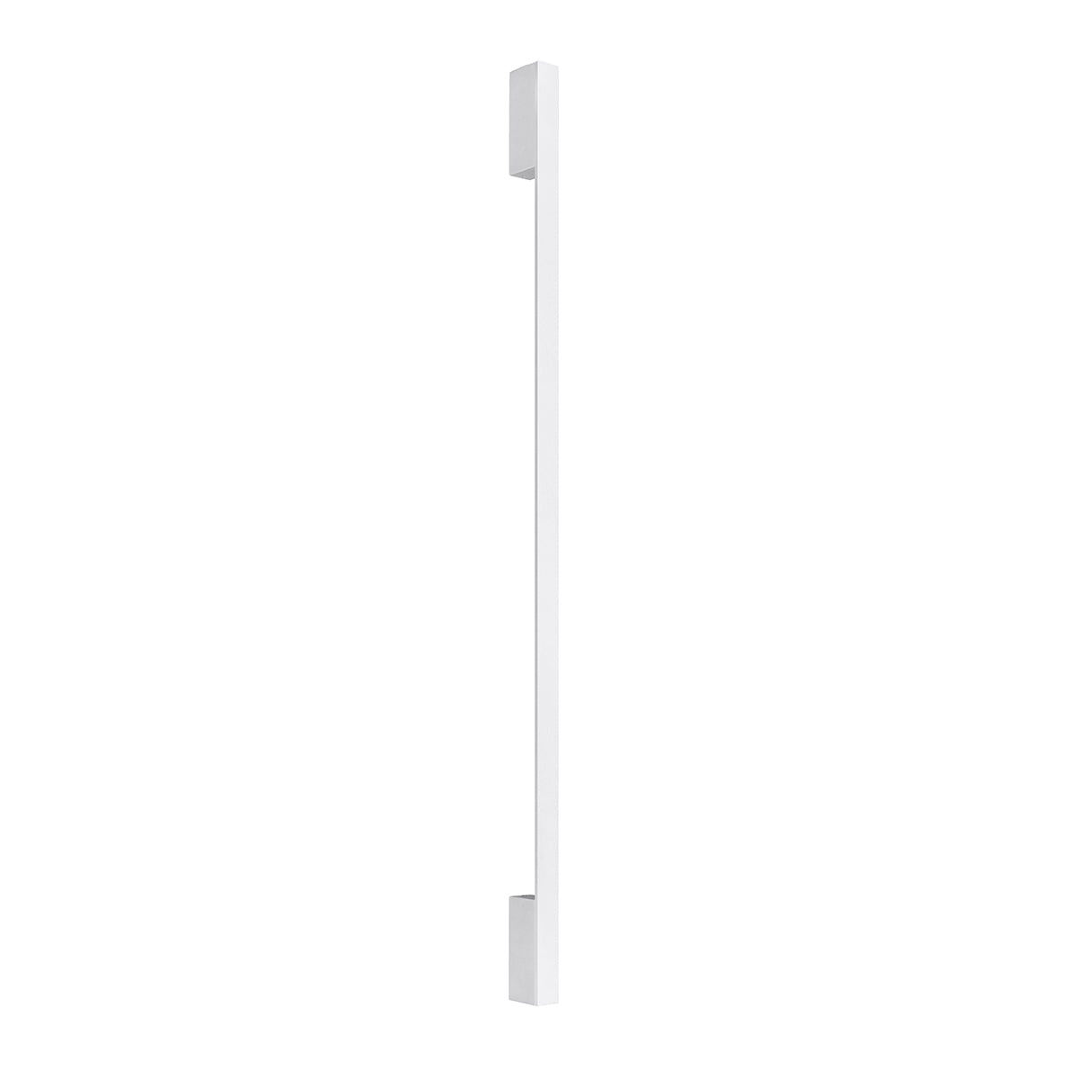 Vue de face du luminaire linéaire blanc vertical sur fond neutre