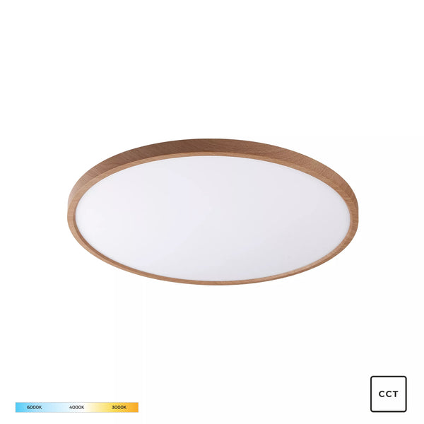 Plafonnier Cami bois et blanc, L 50 cm