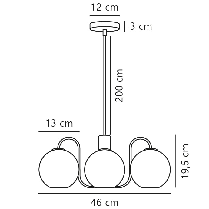 Suspension Franca 4-Spot laiton, verre