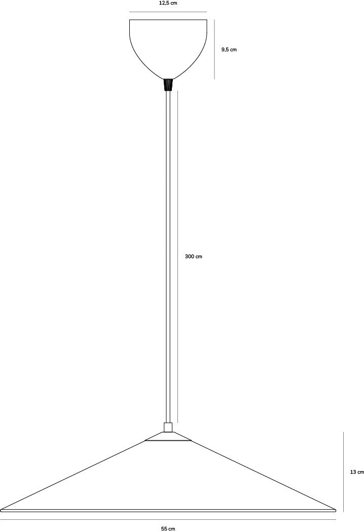 Schéma de dimensions du luminaire suspendu, cotes en centimètres.