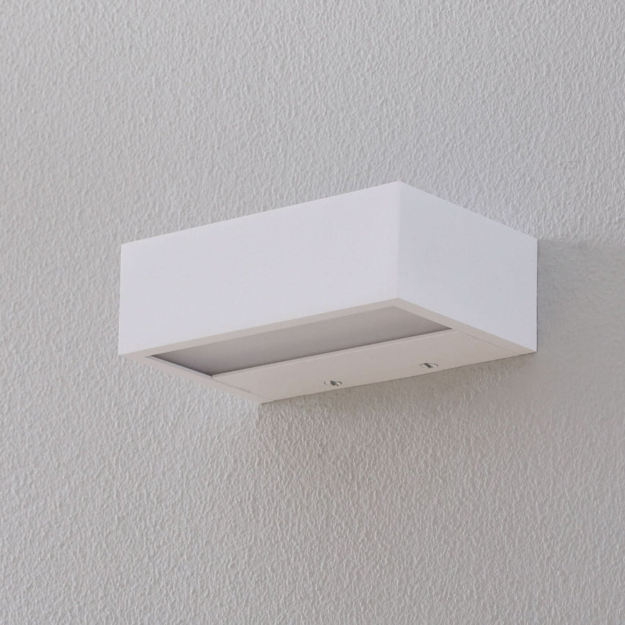 Applique murale LED Box en métal, blanc mat, hauteur 5 cm, IP44