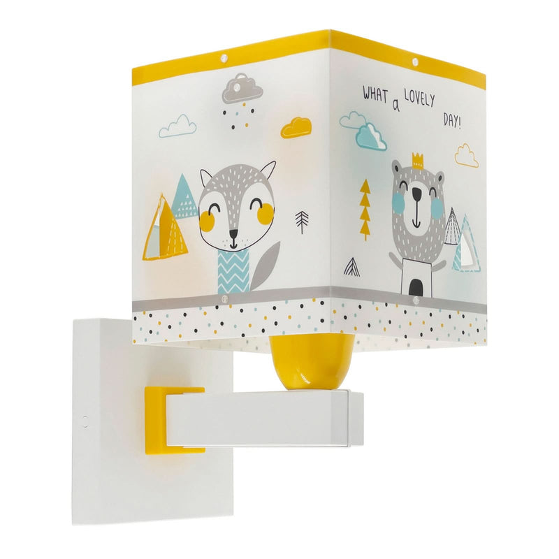 Applique murale Hello Little, blanc et jaune, hauteur 24 cm