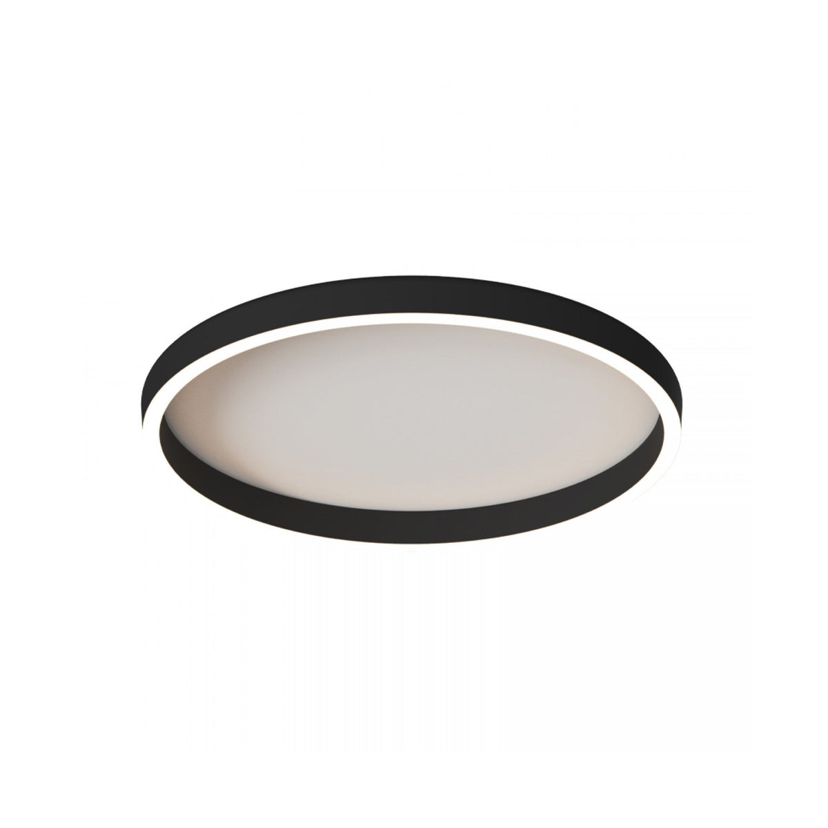 Autre angle du plafonnier rond, soulignant le contraste noir et blanc