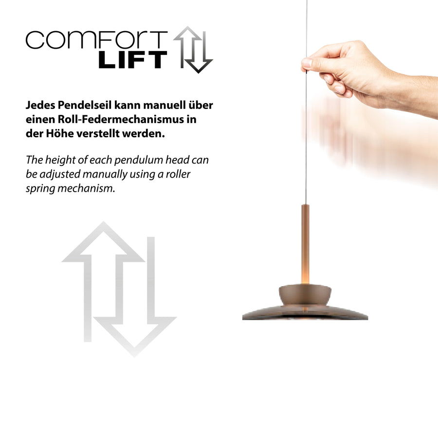 Suspension Pure Moon marron, verre, P 140 cm
