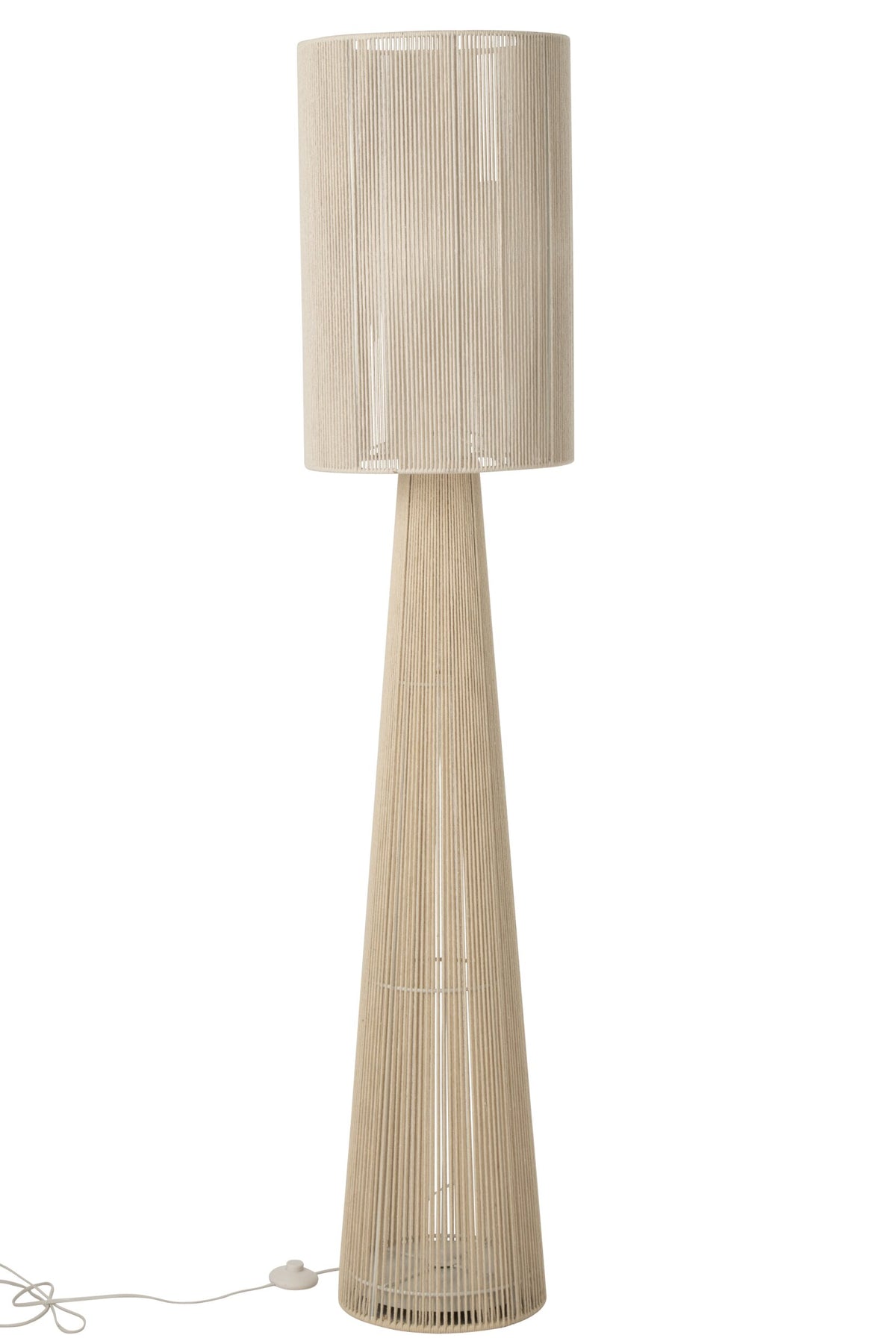 Lampadaire en corde de tissu grège, grand modèle
