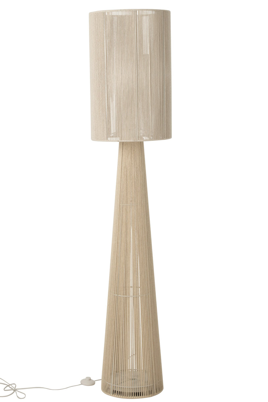 Lampadaire en corde de tissu grège, grand modèle