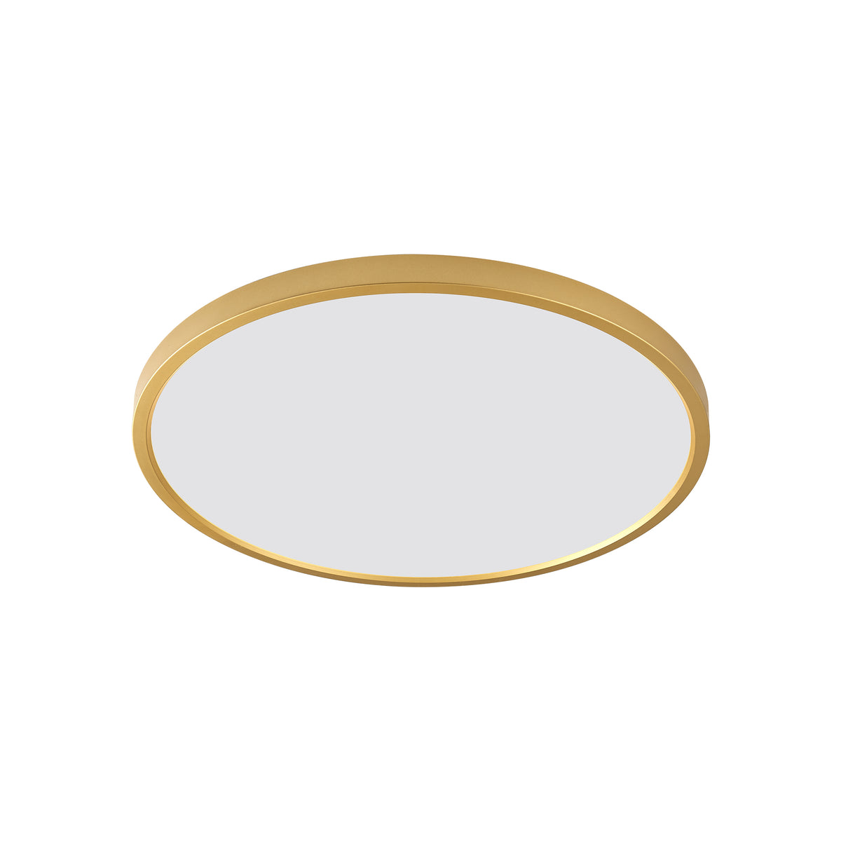 Vue rapprochée du luminaire ovale à bordure dorée et diffuseur blanc