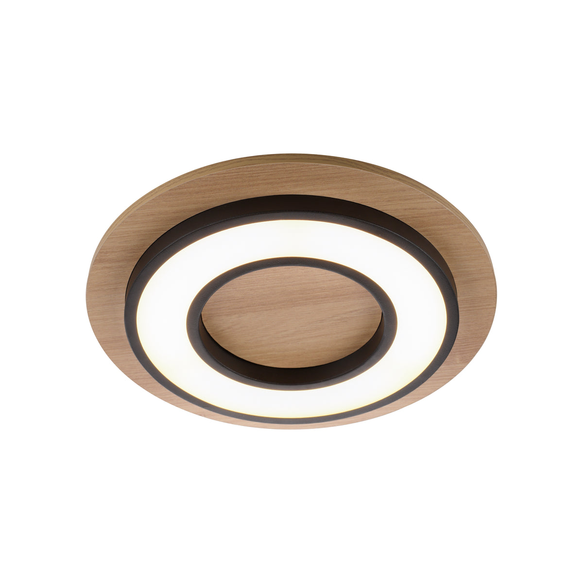 Plafonnier Tola noir et bois, L 32 cm