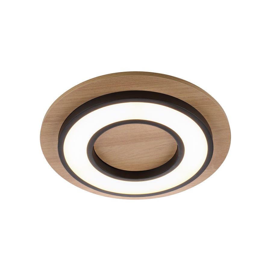 Plafonnier Tola noir et bois, L 32 cm