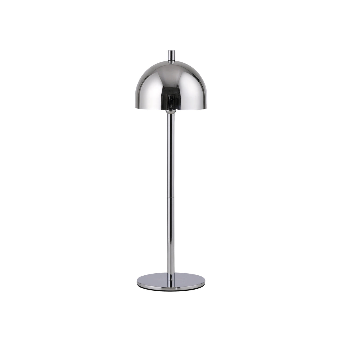 Vue produit sur fond blanc, abat-jour dôme brillant et base ronde plate.