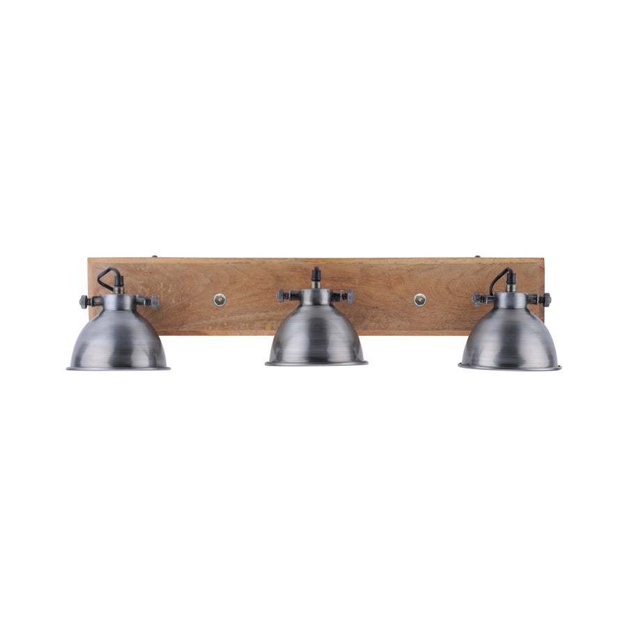 Plafonnier Samia 3 lumières acier et bois