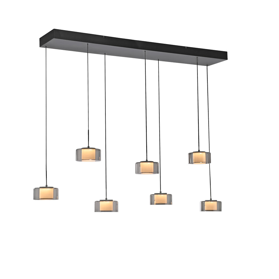 Suspension Rika noire et fumée, P 135 cm