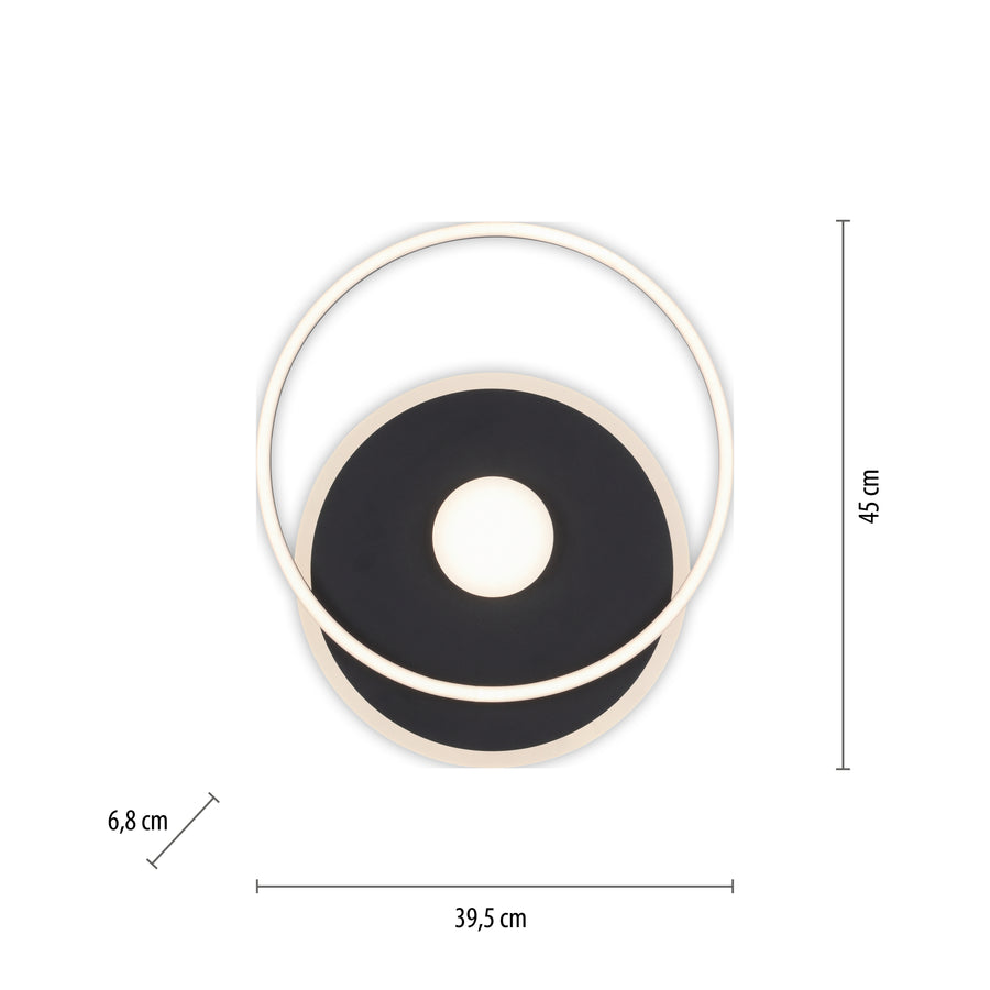 Plafonnier Domino noir et blanc, L 39,5 cm