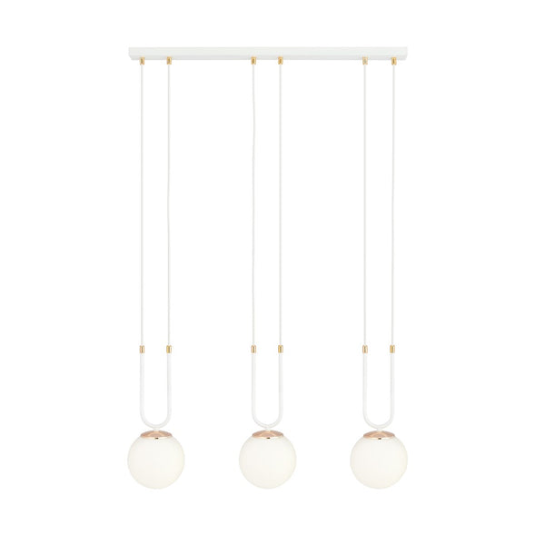 Glam Pendelleuchte, 3-flammig, weiß, Opalglas