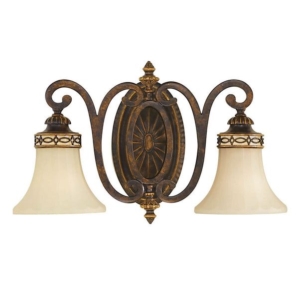 Applique murale Drawing Room en verre, marron et crème, 2 lumières, hauteur 27,9 cm