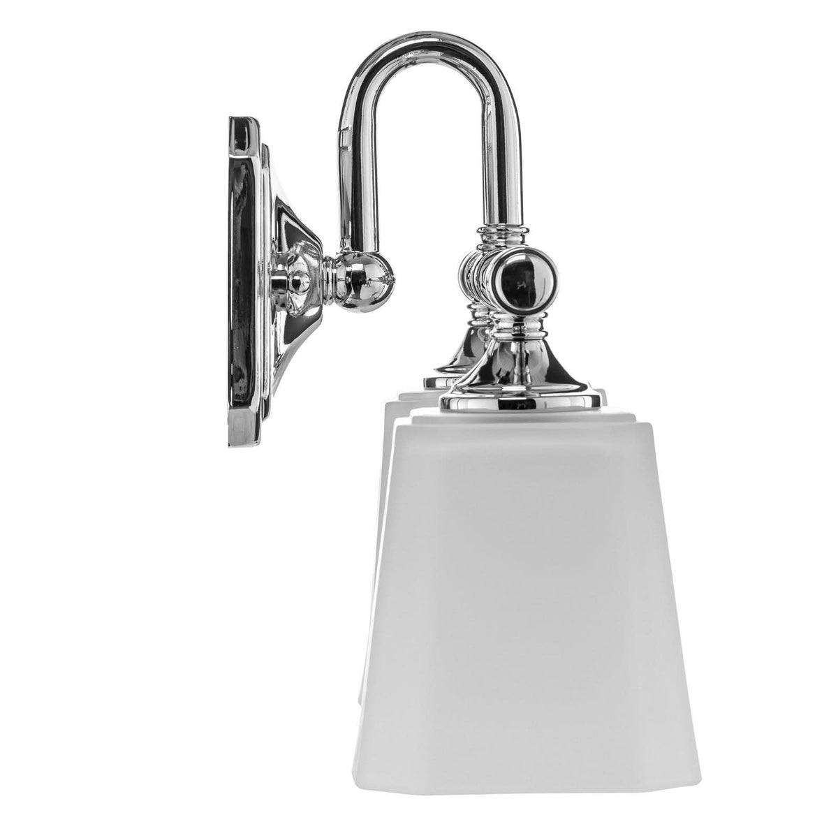 Applique murale Concord en verre, chromé et blanc, 2 lumières, hauteur 25,7 cm, IP44