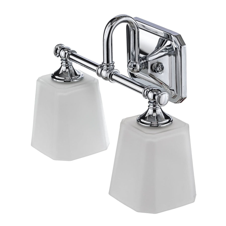 Applique murale Concord en verre, chromé et blanc, 2 lumières, hauteur 25,7 cm, IP44